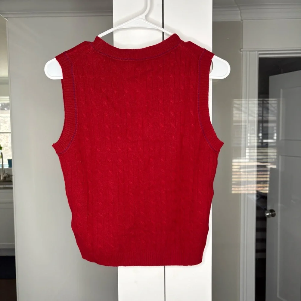 NWT J. Crew Cashmere Cable-knit Sweater Shell Contrast Trim Burgundy Iris Red