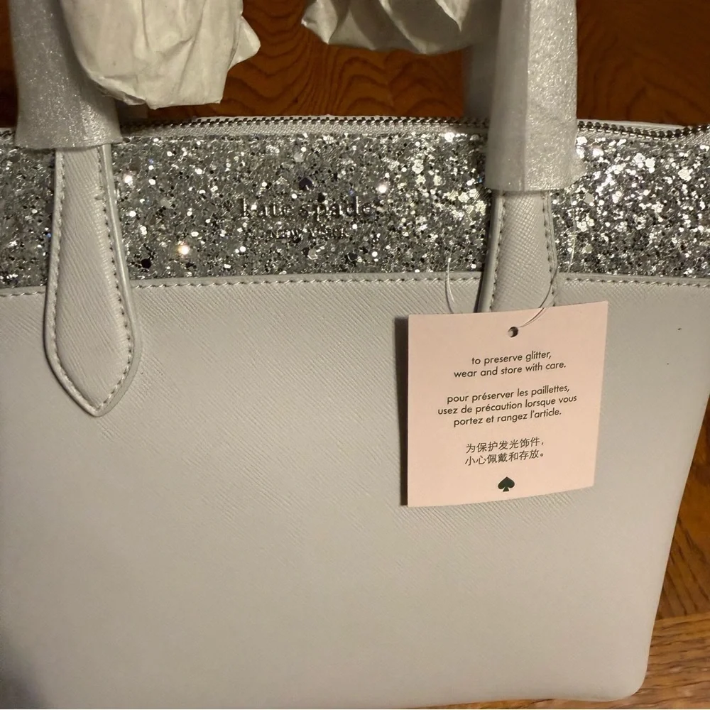 NEW Kate Spade New York Flash Glitter Satchel Faux Leather Crossbody
