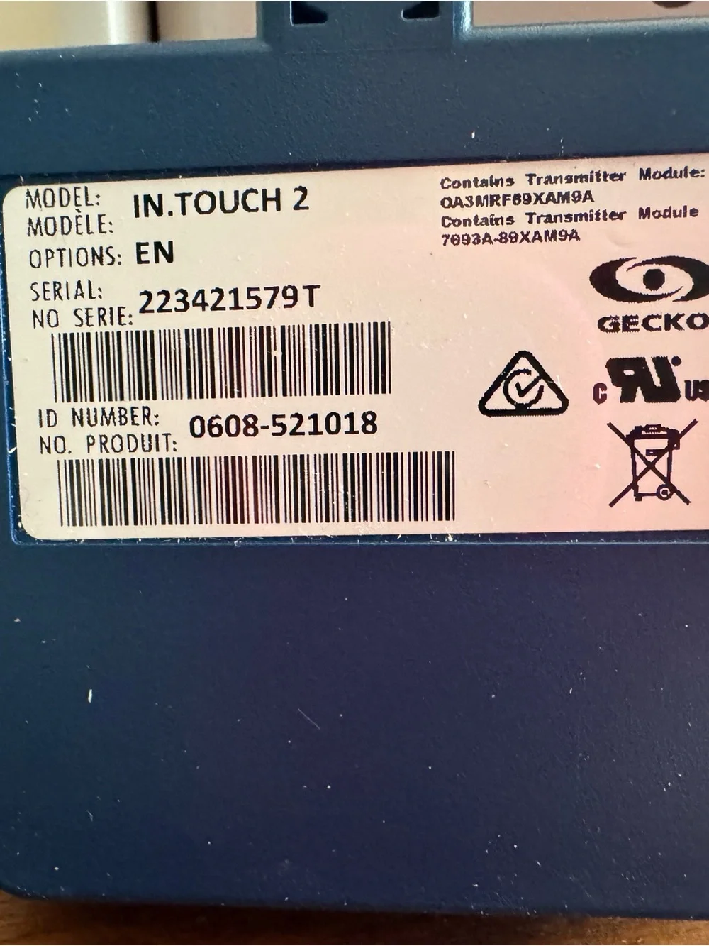 BU InTouch 2 Home Transmitter - Blue NIB
