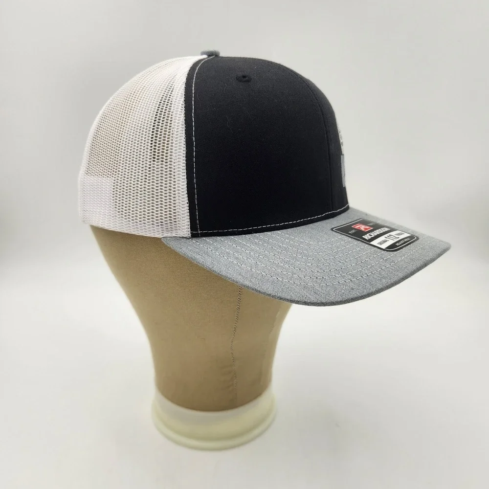 Richardson 112 Trucker Hat Black Grey WSF Farms Rooster Logo Snapback Cap