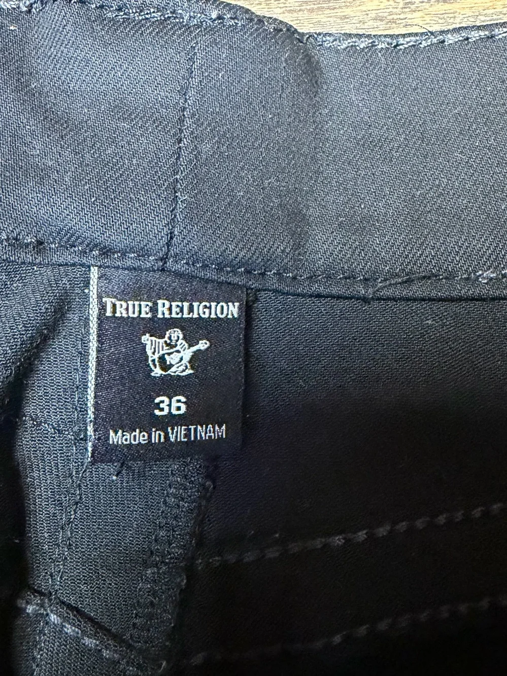 True Religion Geno Relaxed Slim Black Denim Jeans Men's Size 36x32