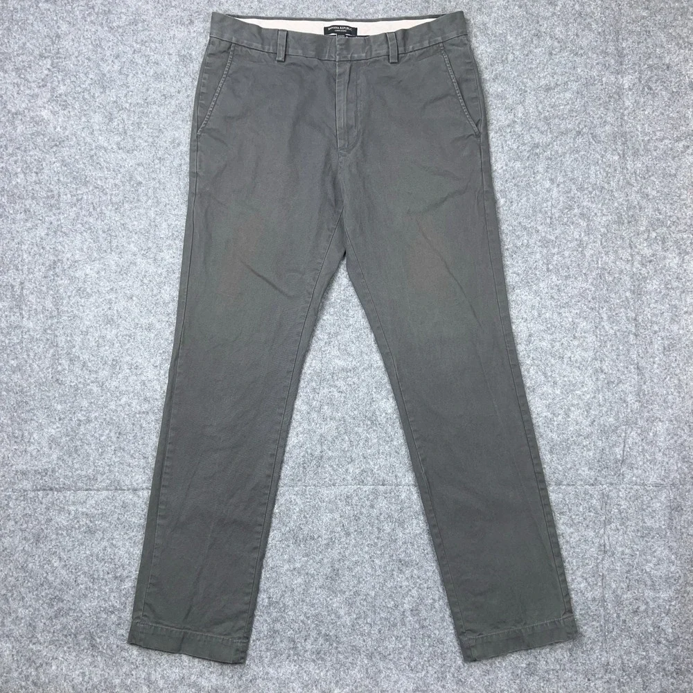 Banana Republic Pants Mens 32x32 Gray Slim Fit Aiden Chino 100% Cotton Slacks‎