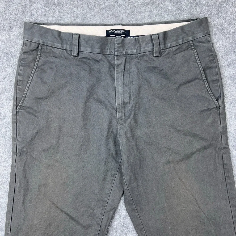 Banana Republic Pants Mens 32x32 Gray Slim Fit Aiden Chino 100% Cotton Slacks‎