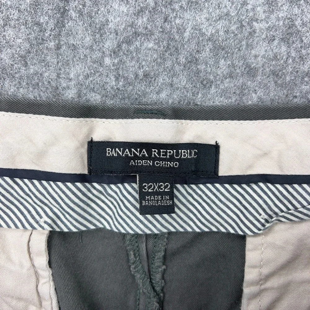 Banana Republic Pants Mens 32x32 Gray Slim Fit Aiden Chino 100% Cotton Slacks‎