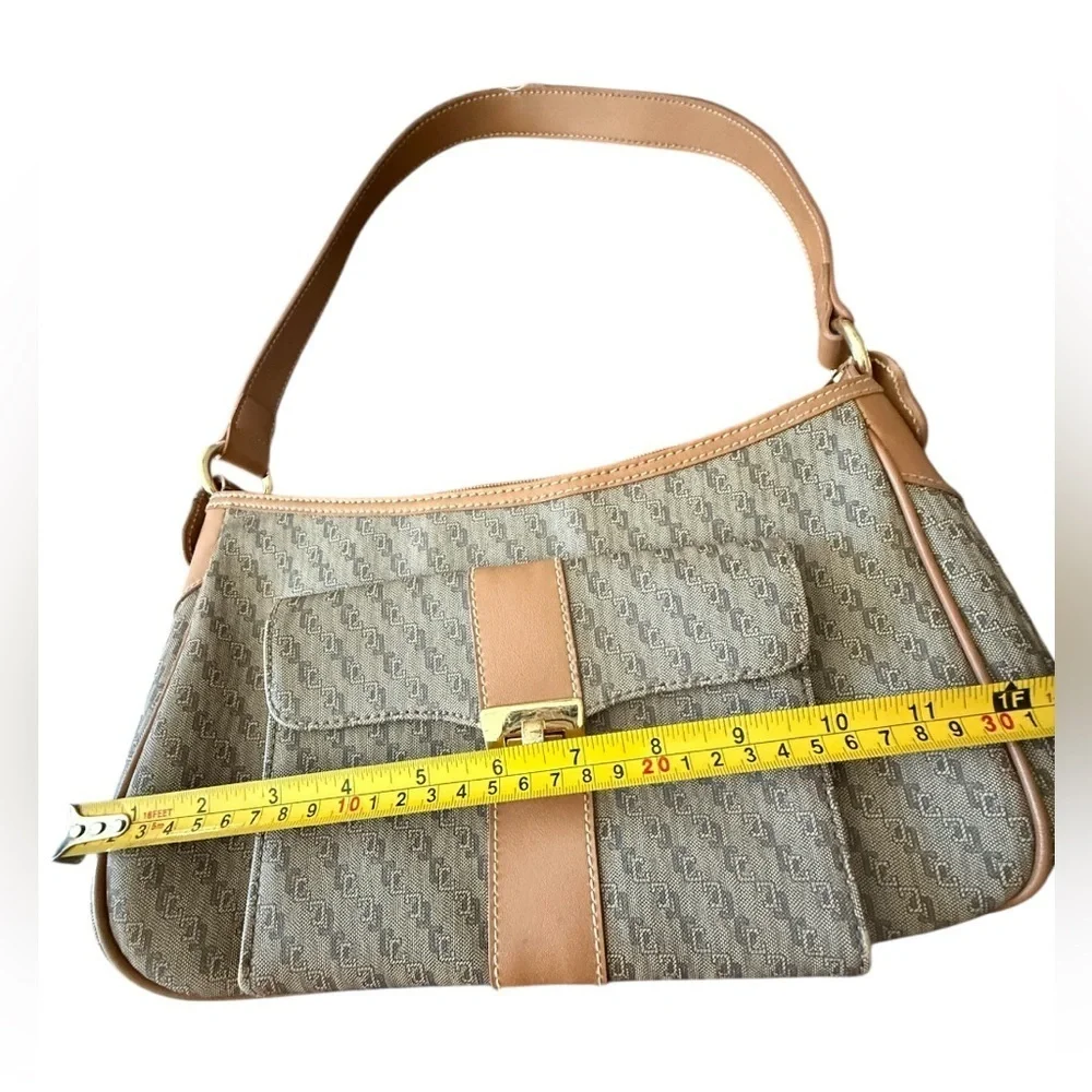 Y2k American Leather Brown Monogram Shoulder Bag