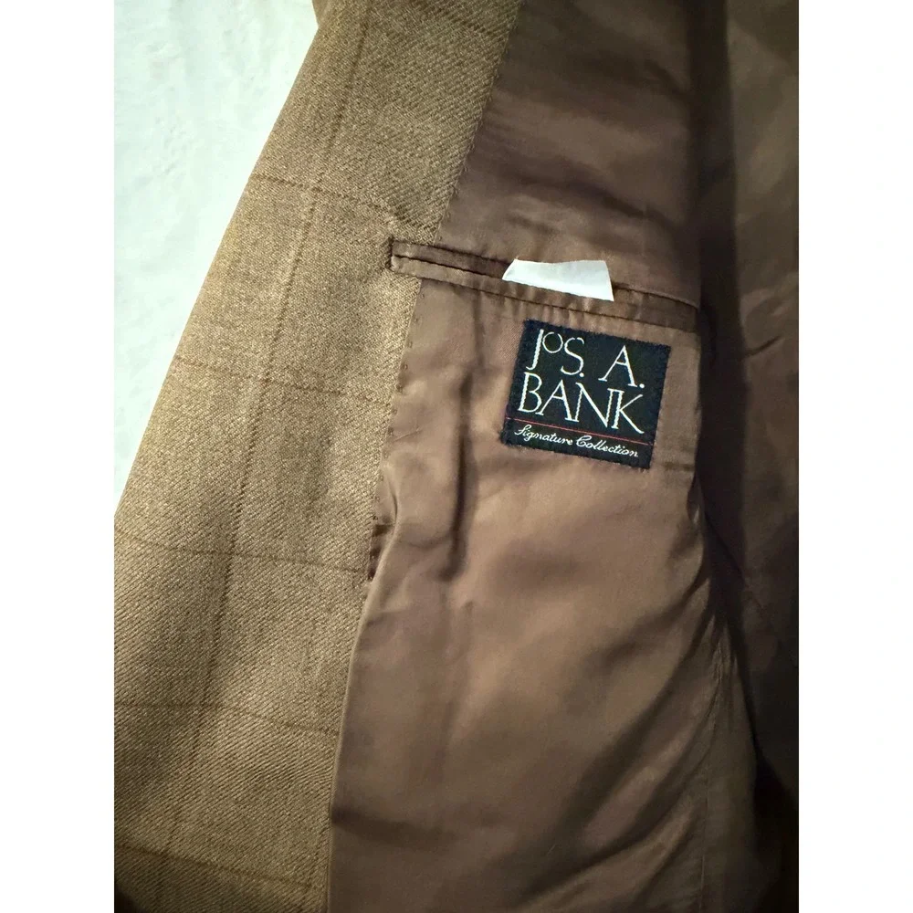 Jos. A. Bank Signature Collection Brown Windowpane 100% Wool Blazer 42R Gordon