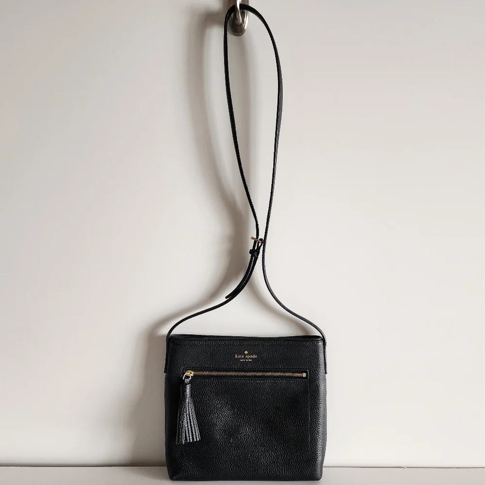 Kate Spade Black Pebble Leather Chester Street Dessi Crossbody Bag Purse