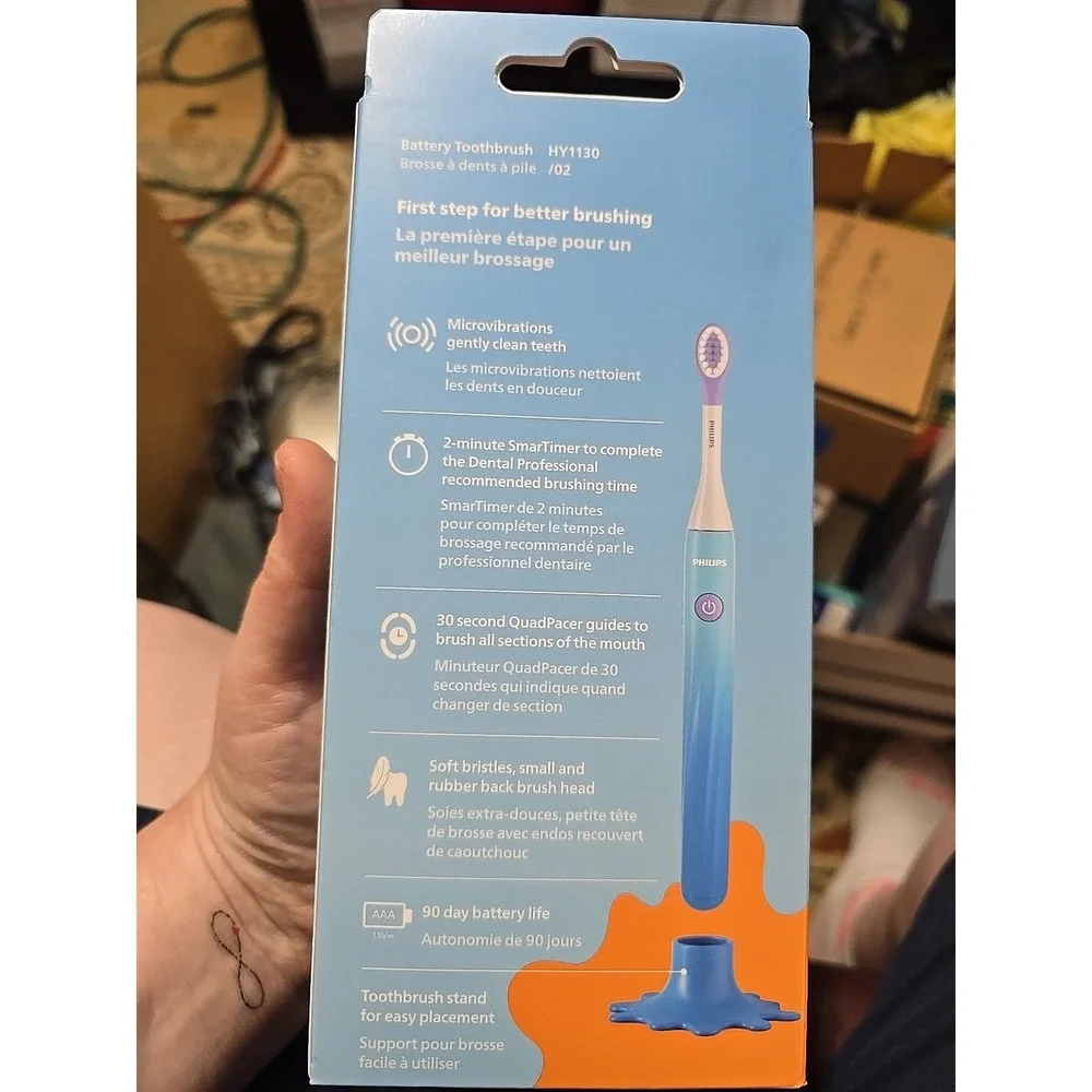 Philips One by Sonicare Kids Battery Toothbrush for Ages 3+, Blue Sealed
