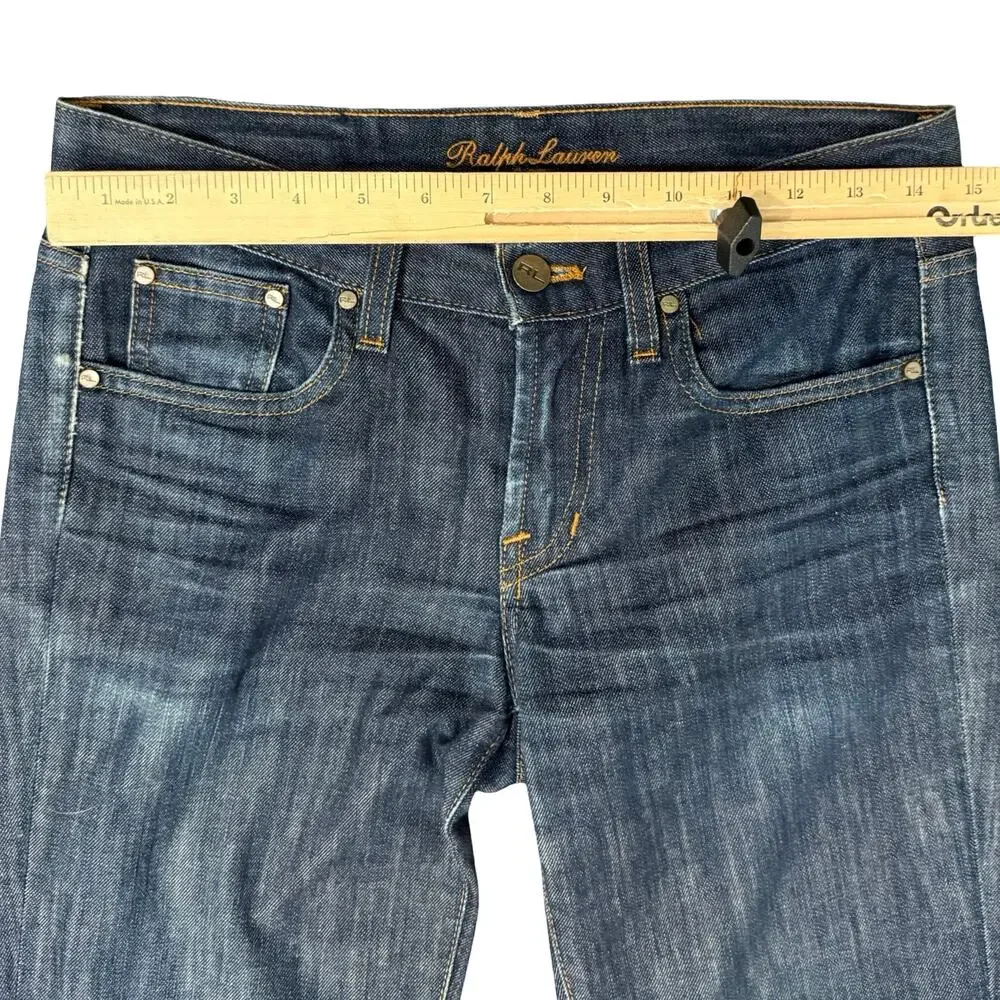 Ralph Lauren 867 Dark Wash Blue Low Rise Stretch Bootcut Jeans size 27 Y2K