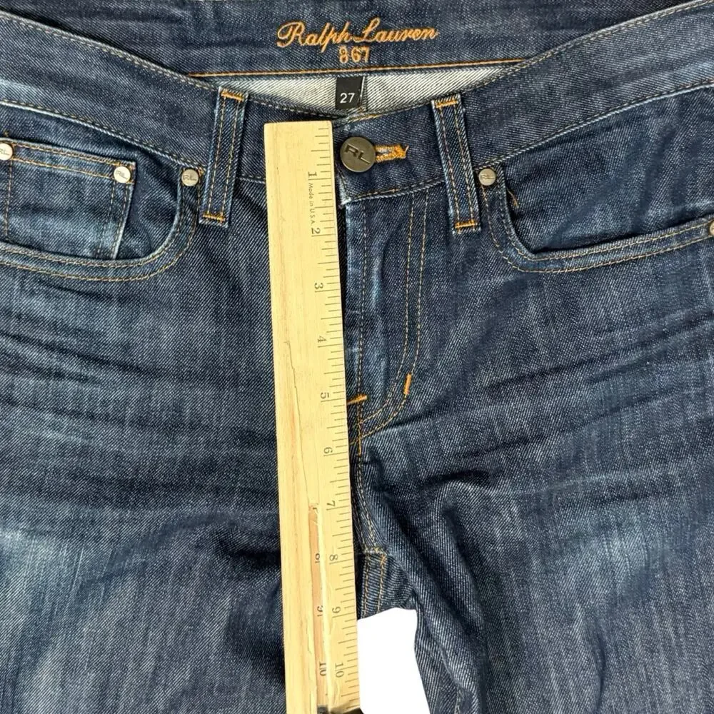 Ralph Lauren 867 Dark Wash Blue Low Rise Stretch Bootcut Jeans size 27 Y2K