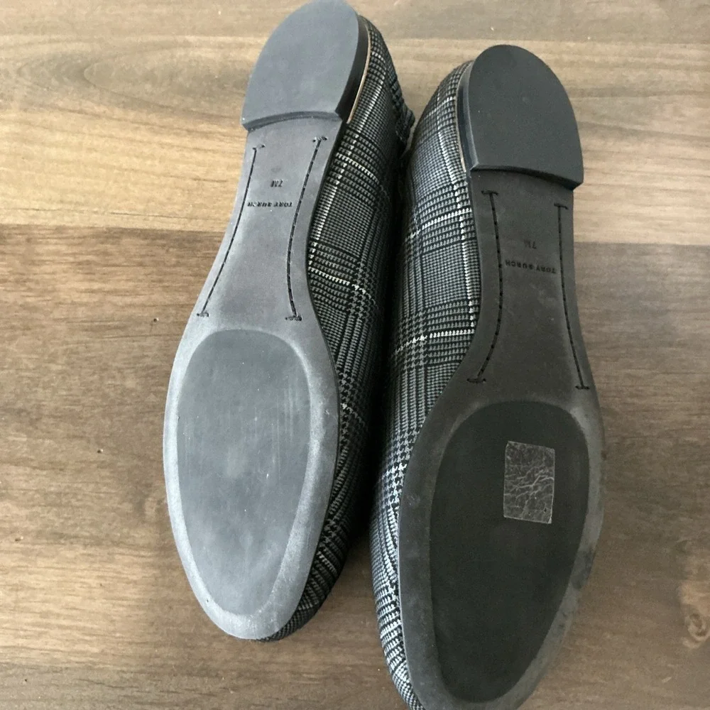 Tory Burch Multi Logo Elastic Prince Of Wales Ballet 7 EUC!
