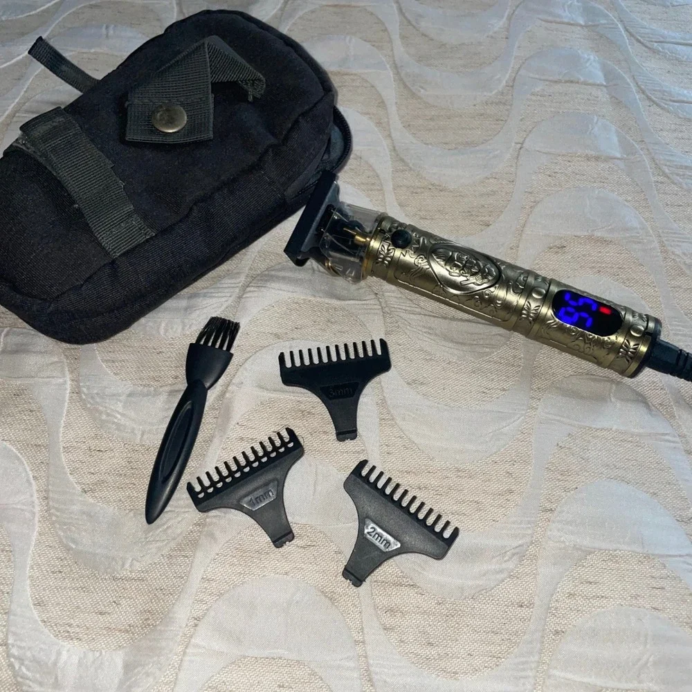 Solati Professional Cordless T-Blade Hair Trimmer Ornate Bronze Metal LED Disp‎