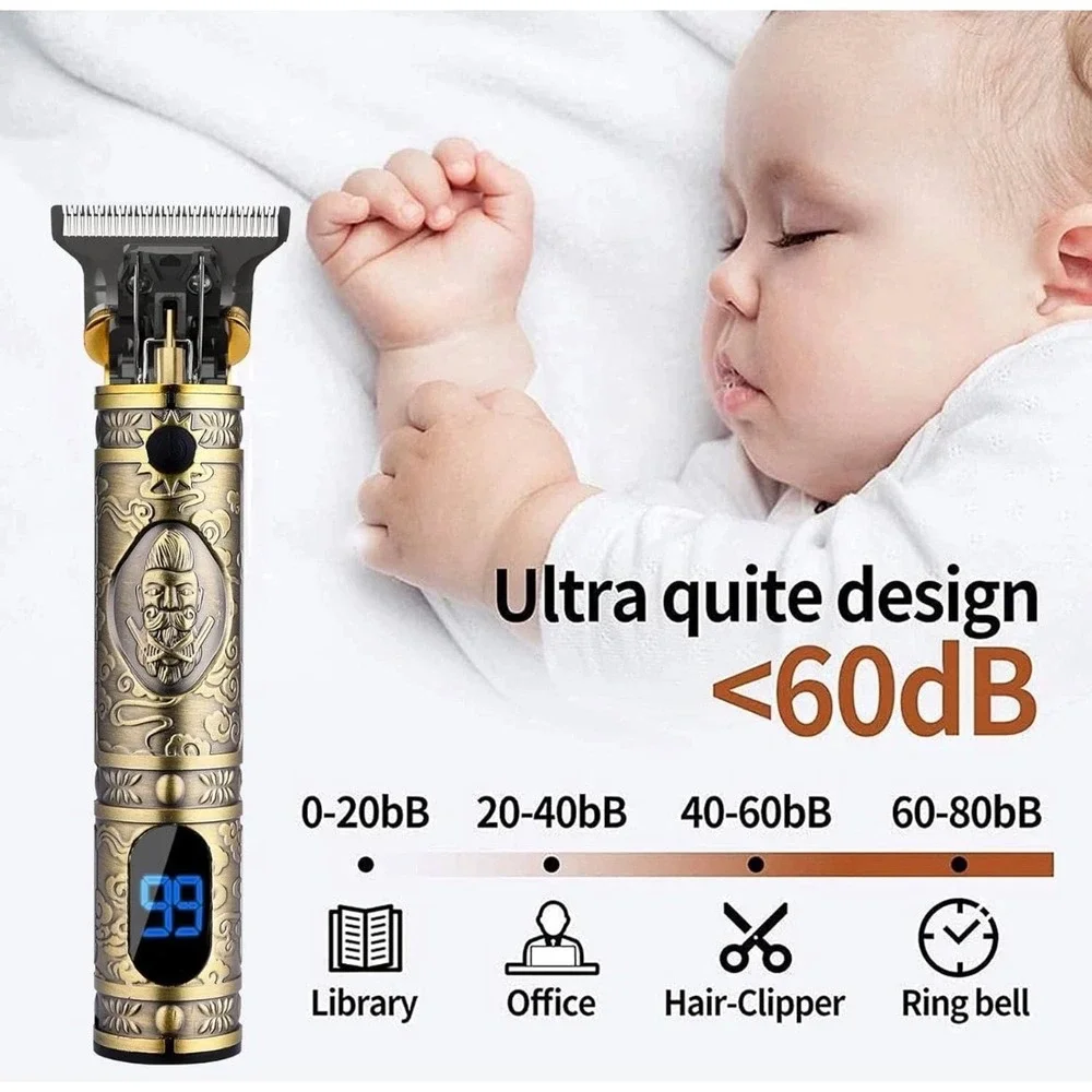 Solati Professional Cordless T-Blade Hair Trimmer Ornate Bronze Metal LED Disp‎