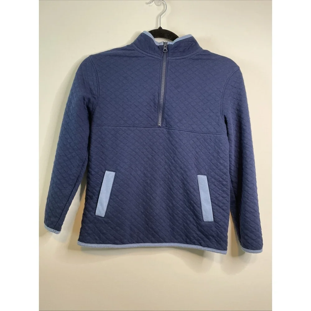 Cat & Jack Boys M 8 Navy Blue Quilted Half Zip Pullover Jacket