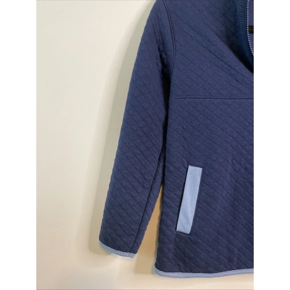 Cat & Jack Boys M 8 Navy Blue Quilted Half Zip Pullover Jacket