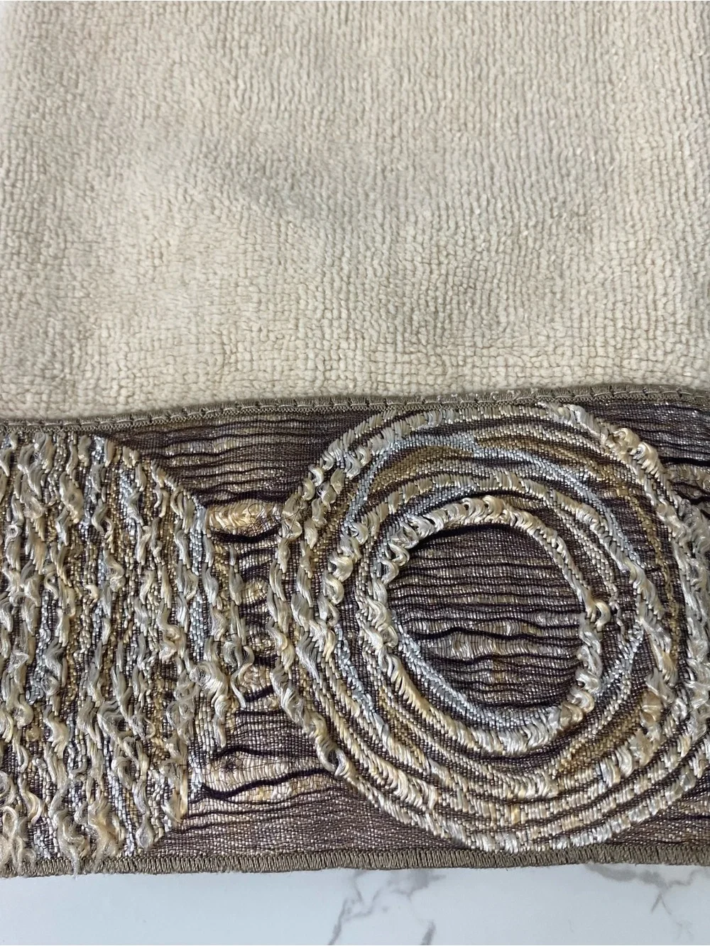 Avanti Cream Bath Hand Towels with Decorative Brown & Gold Border Galaxy