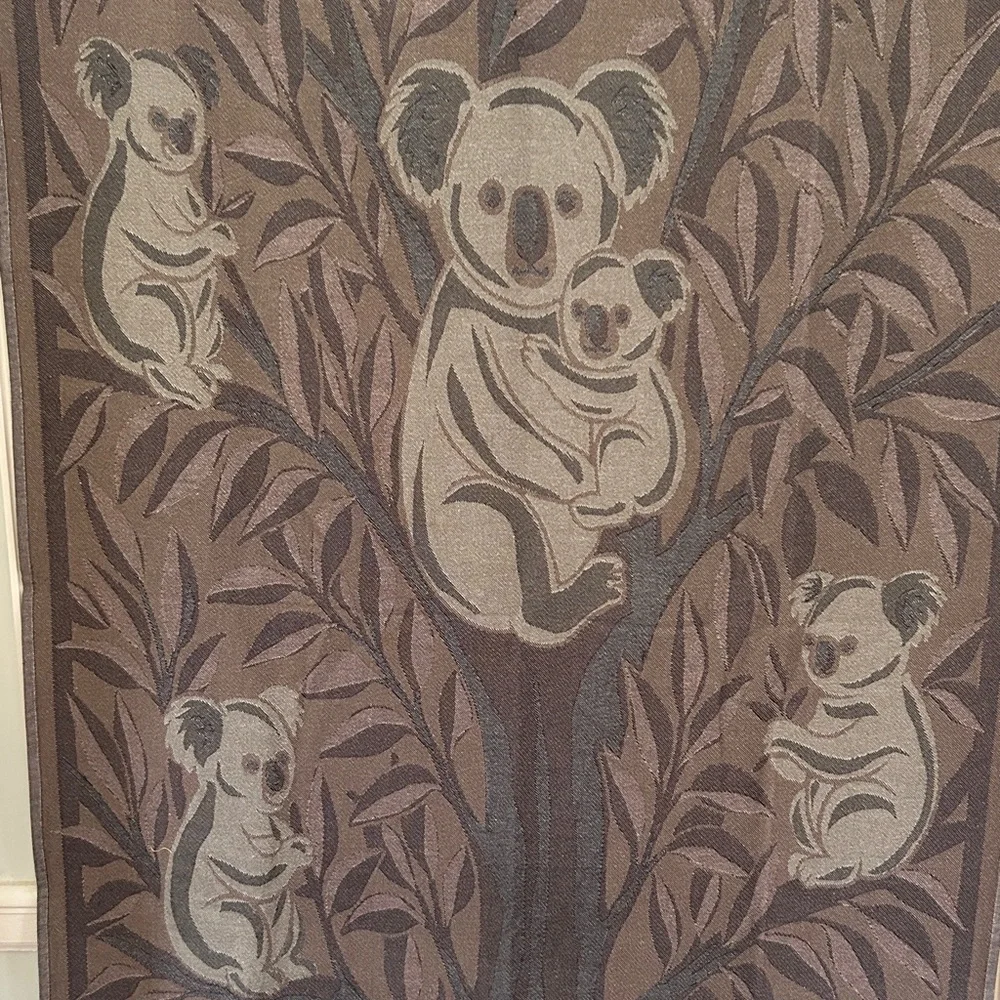 Gum Tree Koalas Blanket 2 Side FLiPSiDE Jacquard Loom Weave 100% Organic Cotton