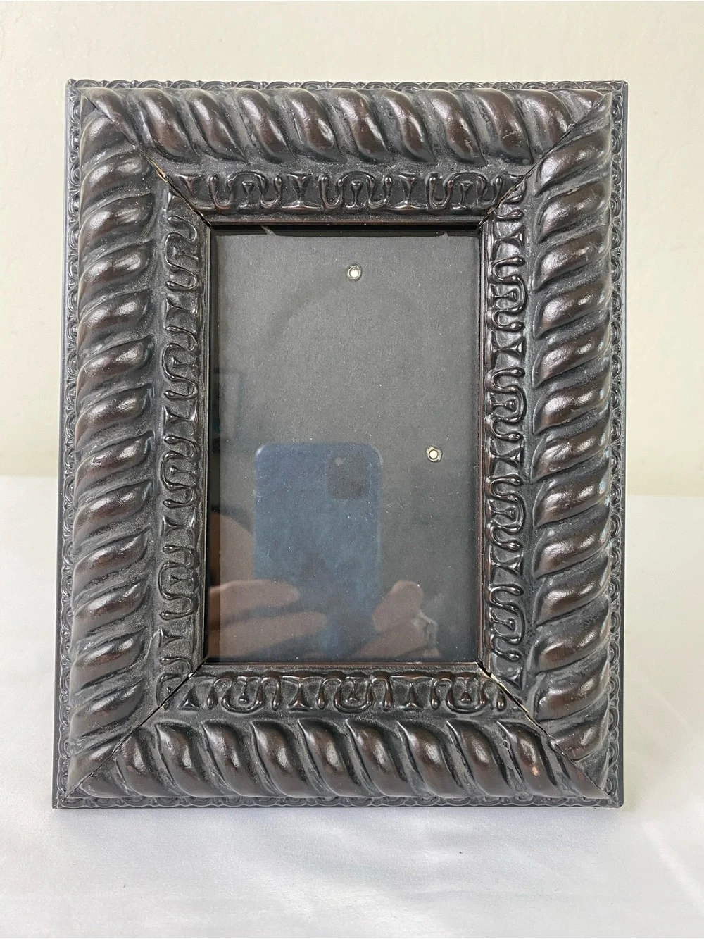 Ornate Dark Brown Rope-Edge Photo Frame