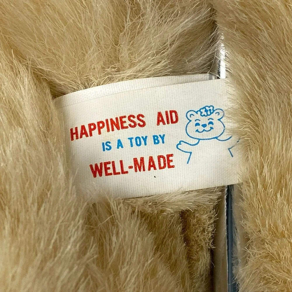 1987 Well Made Happiness Aid Teddy Bear Plush Toy Stuffed Animal Brown w Bow