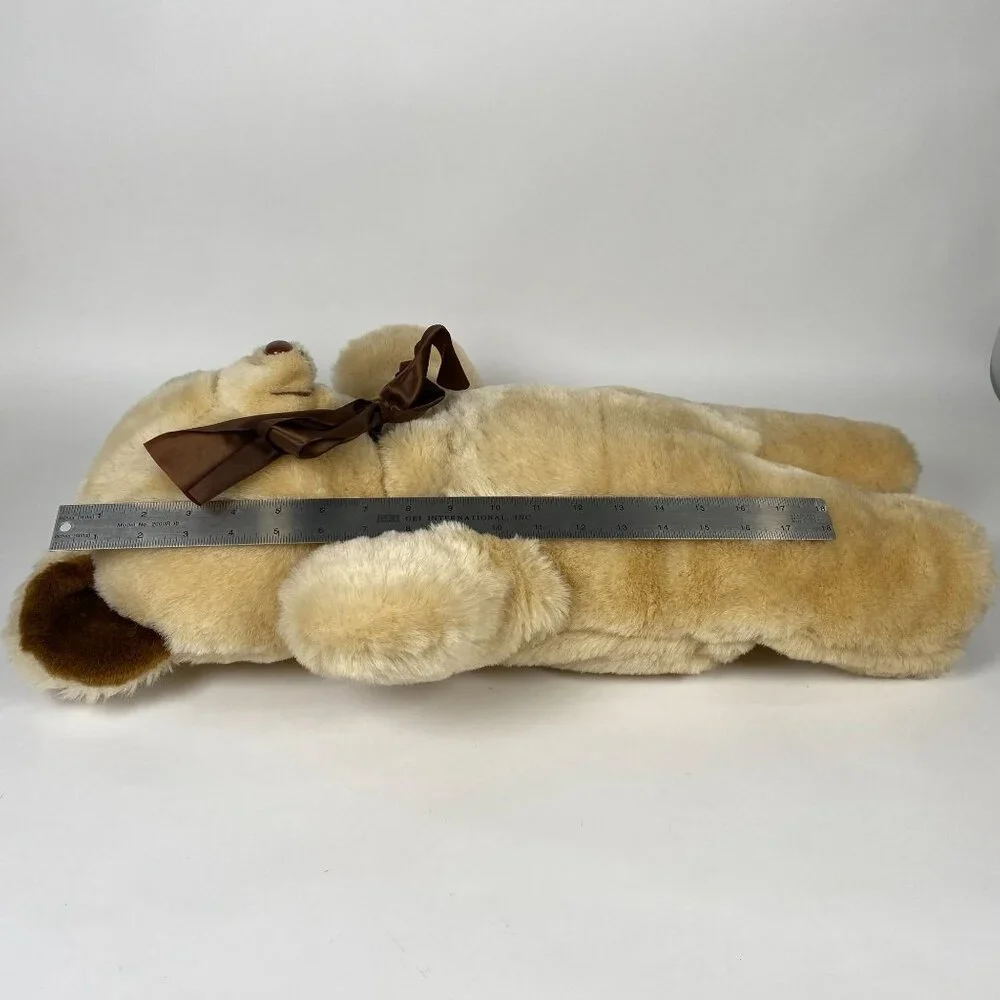 1987 Well Made Happiness Aid Teddy Bear Plush Toy Stuffed Animal Brown w Bow