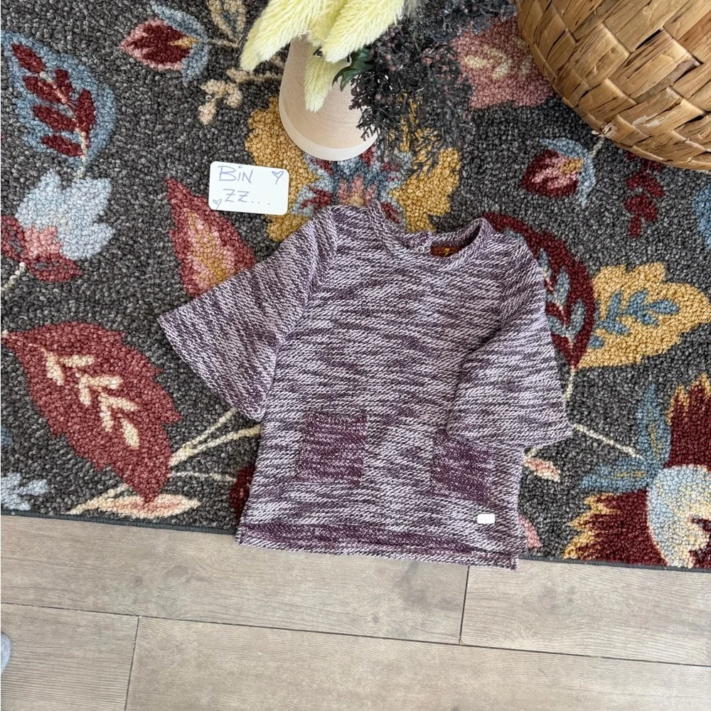 Kids Marled Purple Knit Short-Sleeve Top