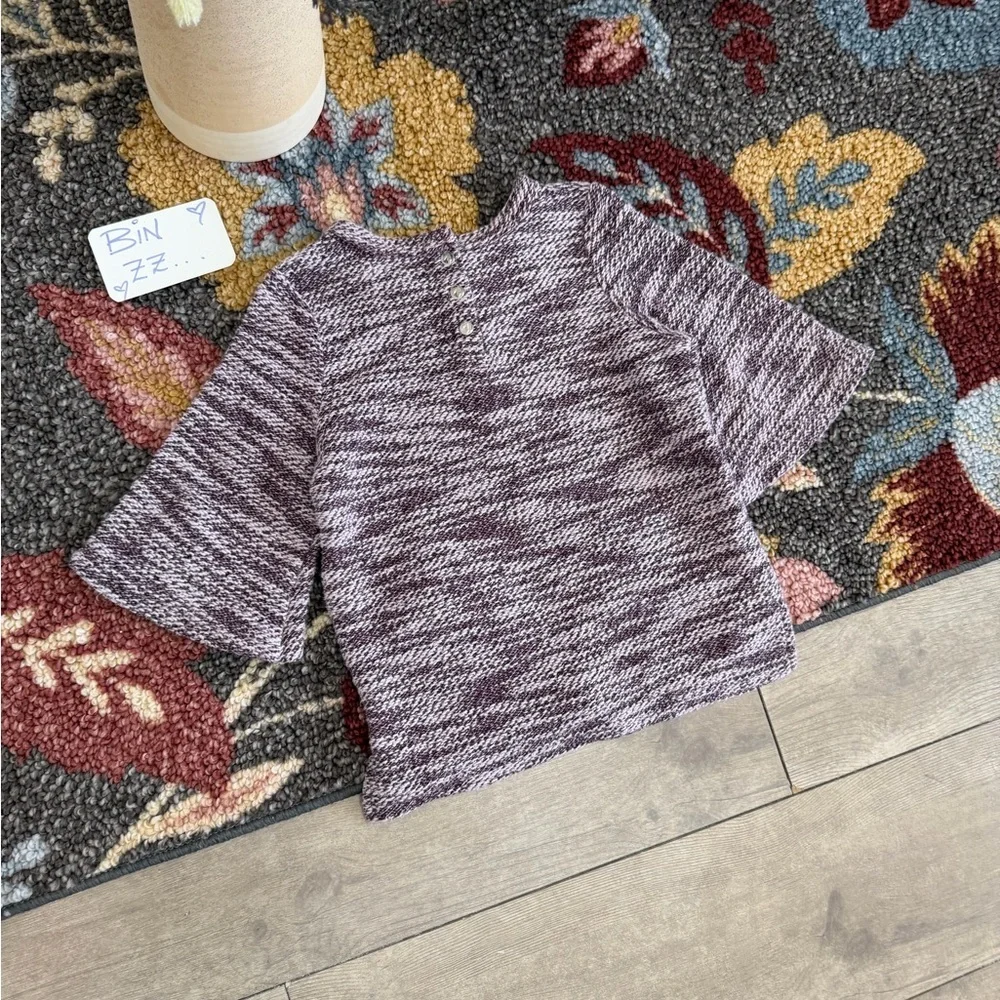 Kids Marled Purple Knit Short-Sleeve Top