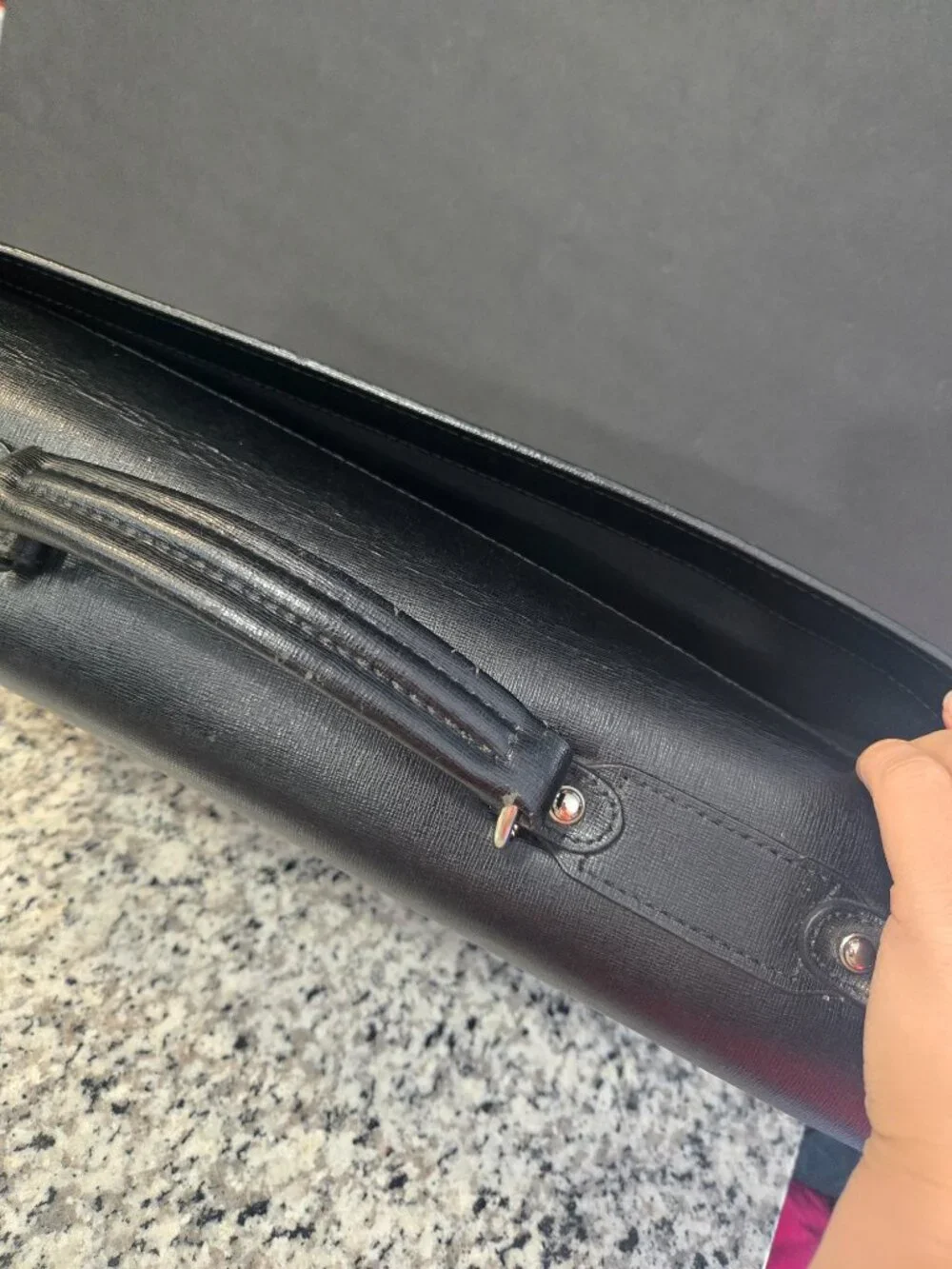 JACK GEORGES BLACK PROFESSIONAL BRIEFCASE; APPROX. 16