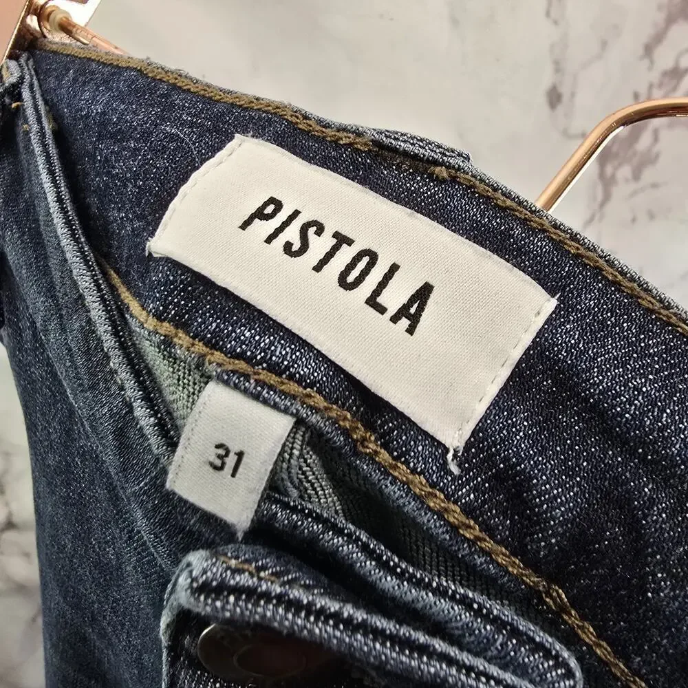 Pistola Jeans Women 31 High Rise Denim Dark Wash Skinny Moody Whiskering