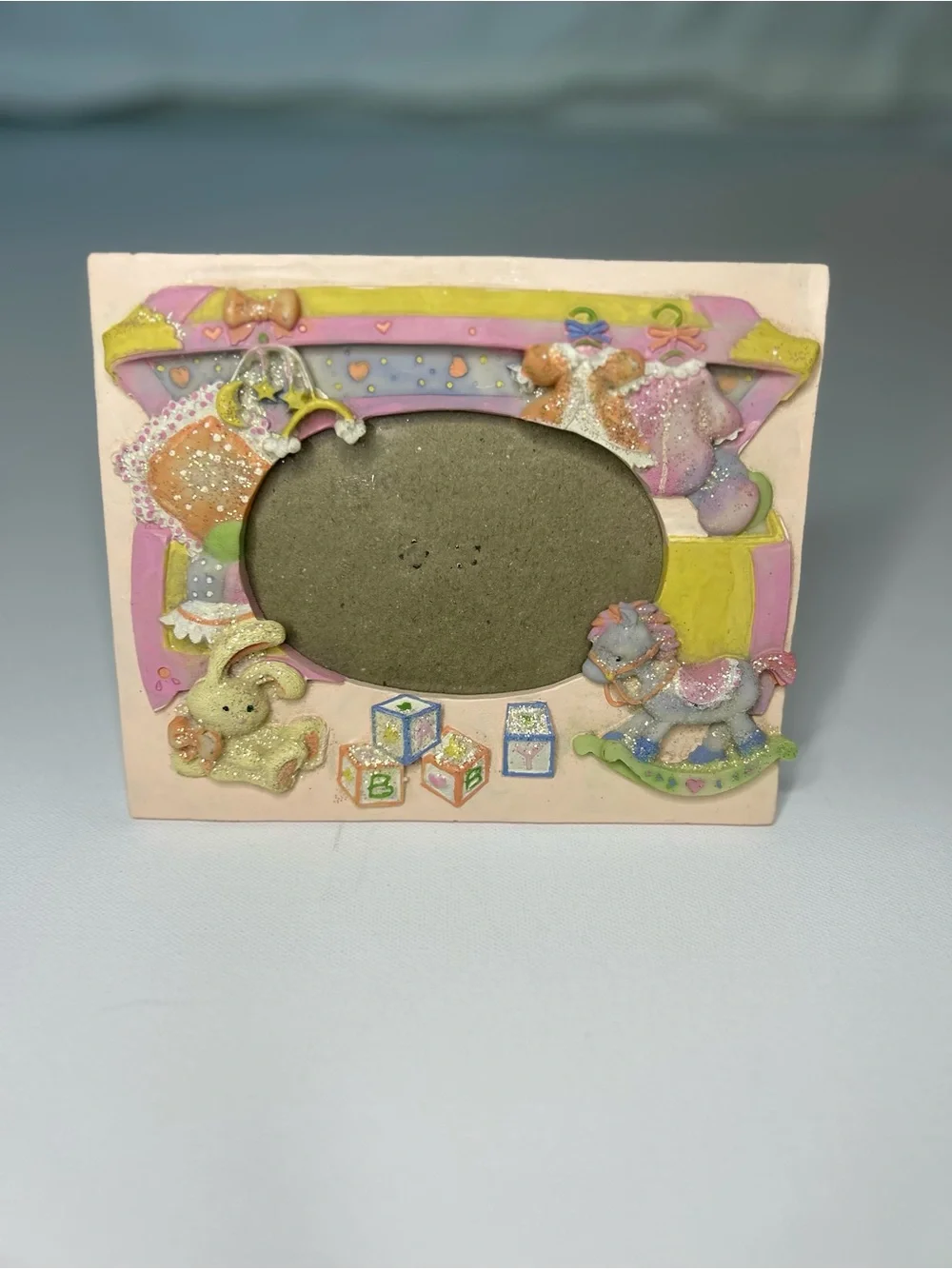 Vintage Pastel 3D Baby Nursery Picture Frame Resin Hand Painted 80s/90s