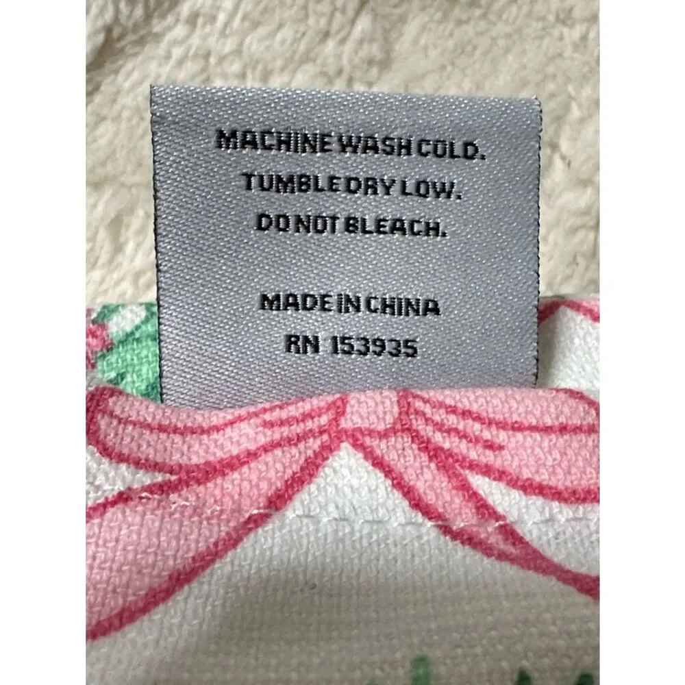 SA Easter Bunny Floral Trellis White Pink Cotton Tea Kitchen Towels Set of 3