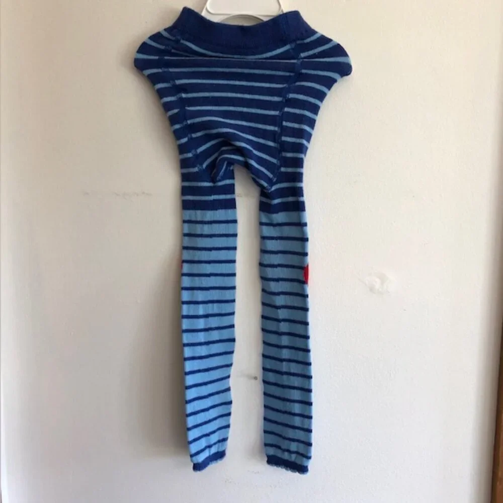 HANNA ANDERSSON Red Heart Blue Stripe Leggings Bottoms 90/100