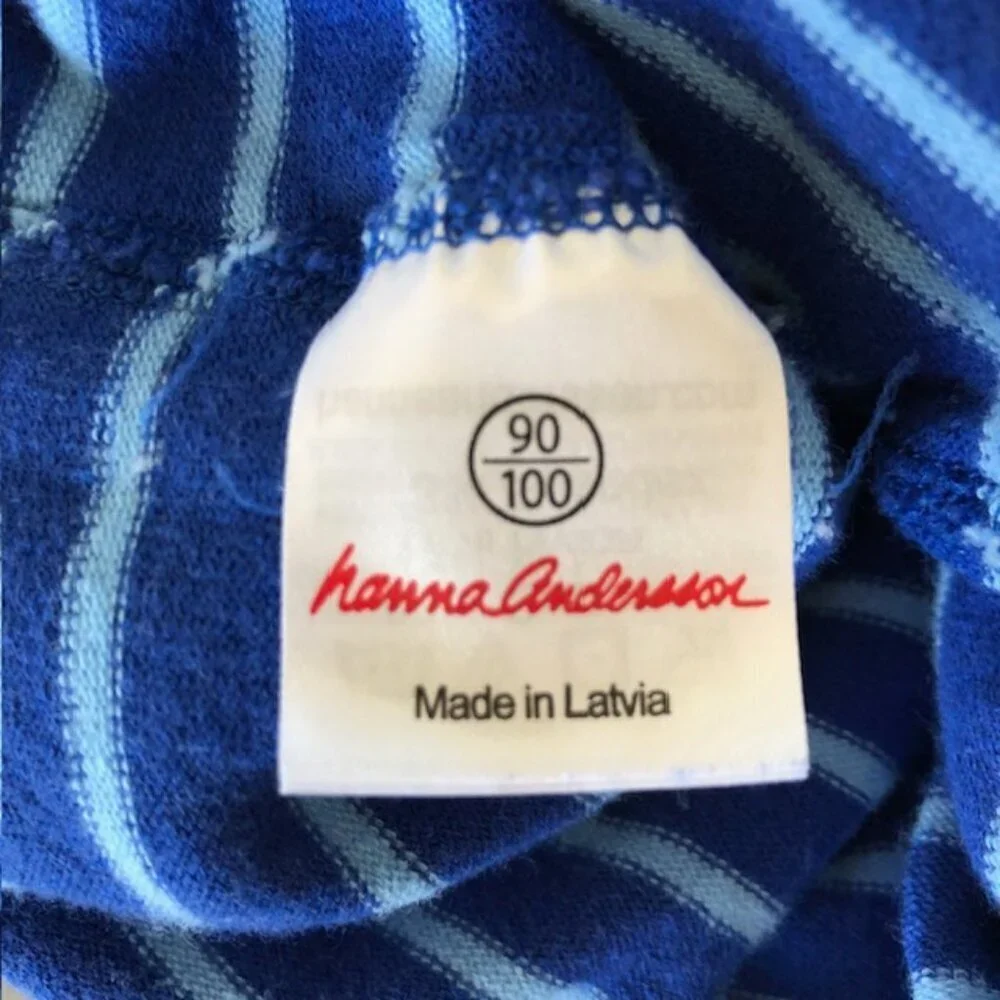 HANNA ANDERSSON Red Heart Blue Stripe Leggings Bottoms 90/100