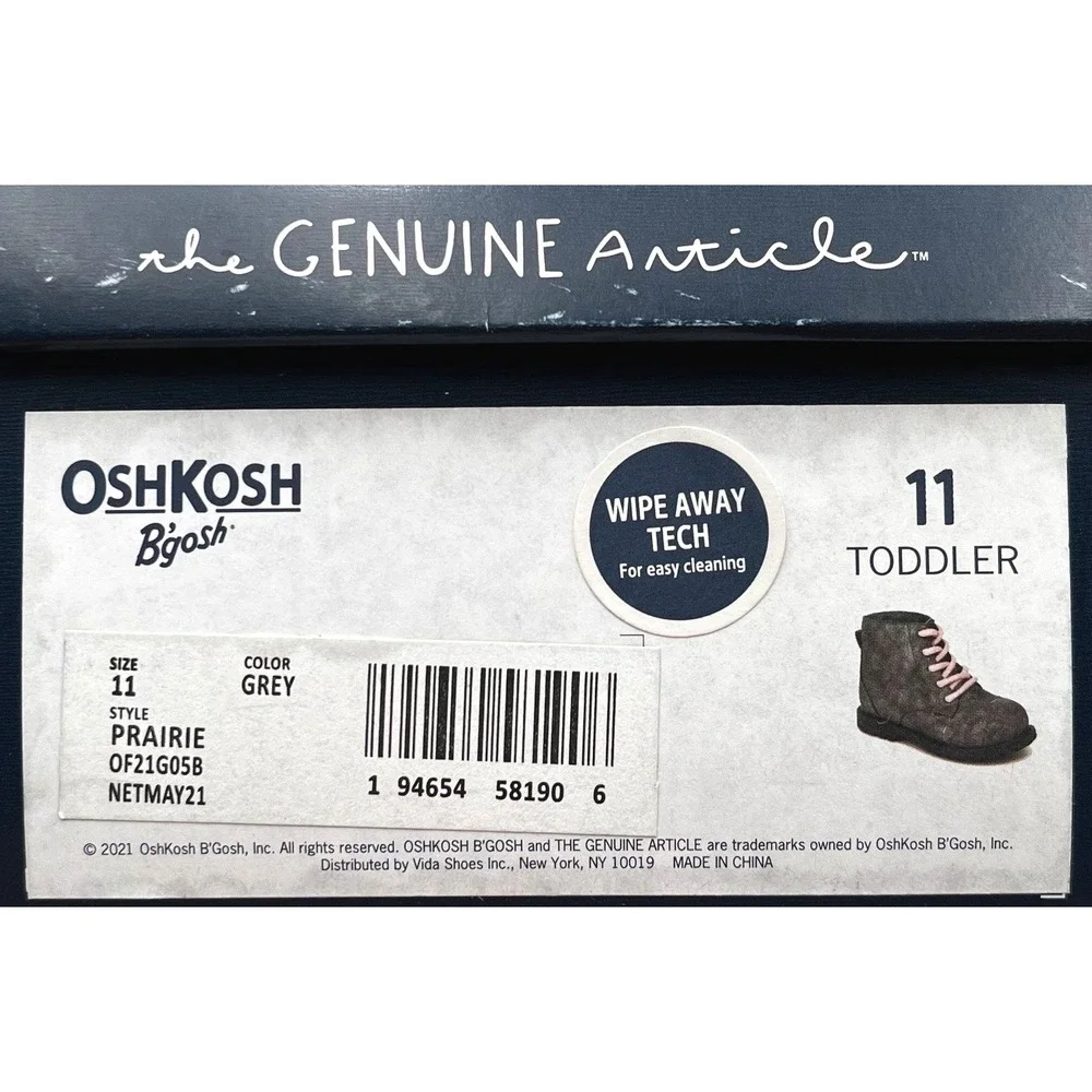 OshKosh B'Gosh Little Girls Ankle Fashion Boots Size 11 Gray Rose Pink Lace Up