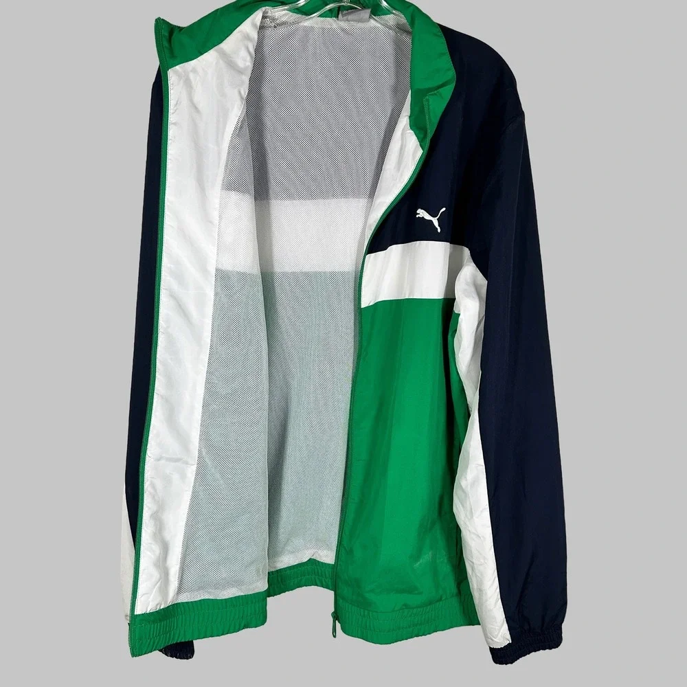 Discontinued Vintage Puma Heroes Nylon Glanz Track Jacket XL Navy Green White