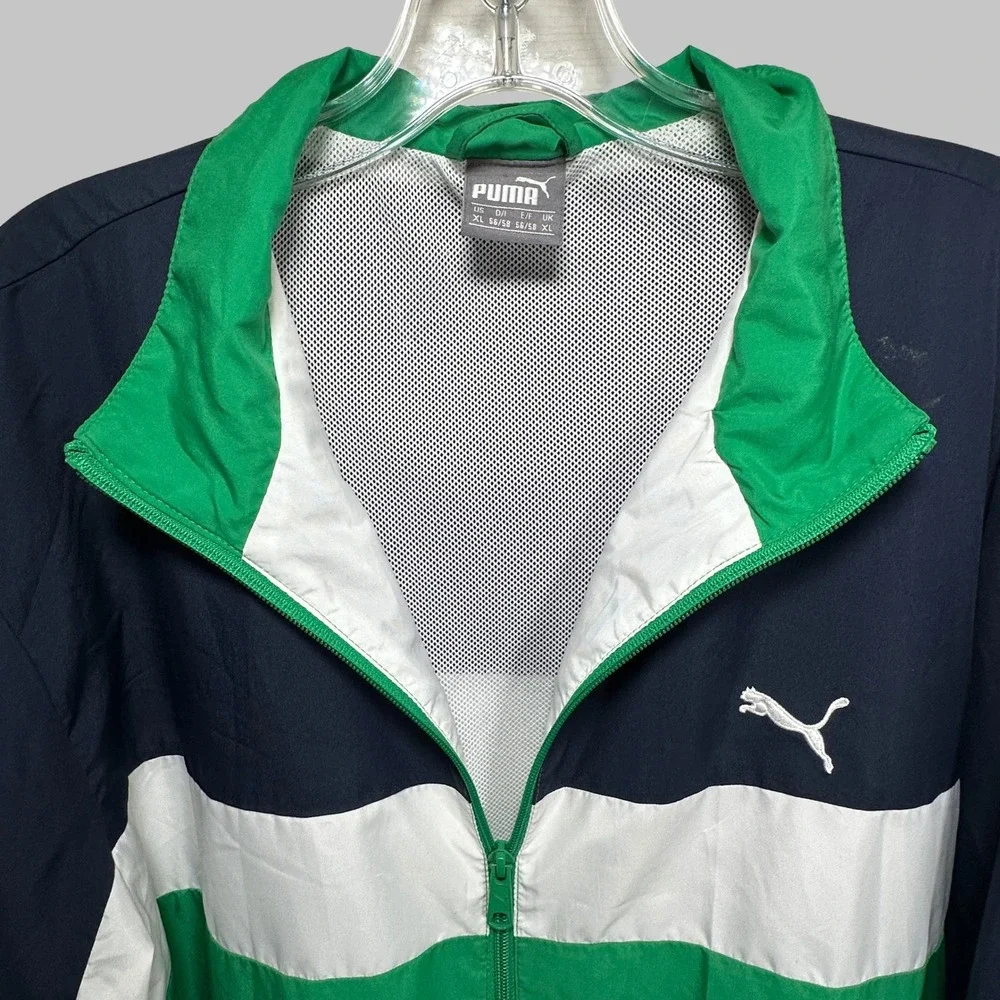 Discontinued Vintage Puma Heroes Nylon Glanz Track Jacket XL Navy Green White