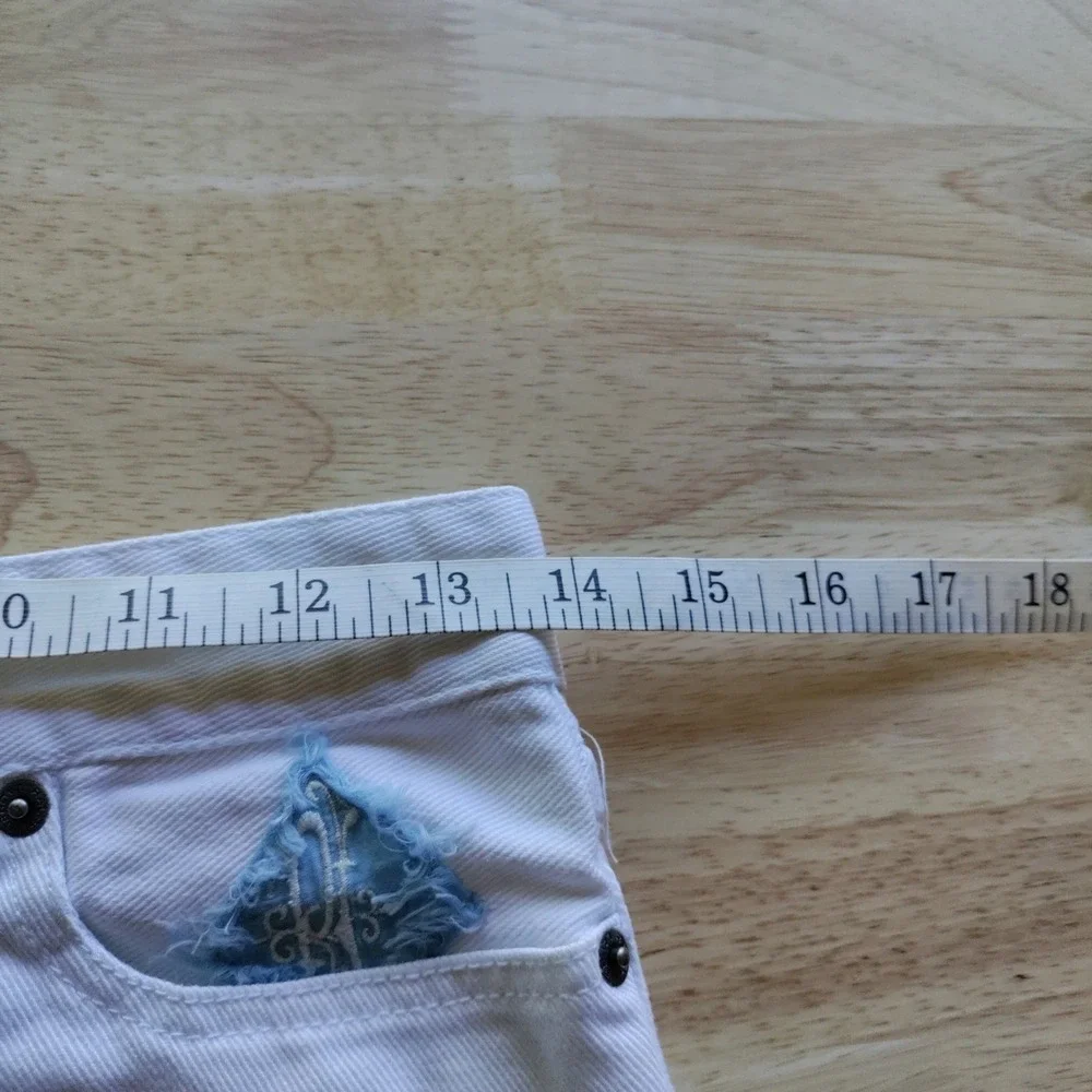 Ralph Lauren Girls White Denim Mini Skirt Size 14 Distressed Frayed