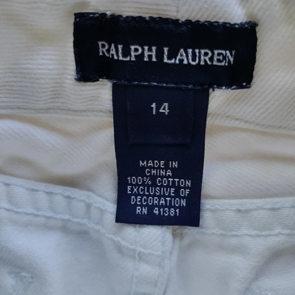 Ralph Lauren Girls White Denim Mini Skirt Size 14 Distressed Frayed
