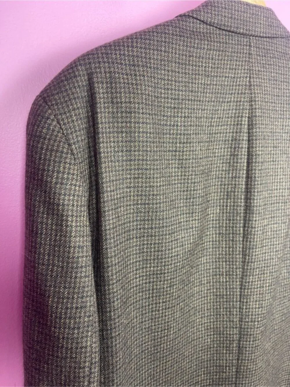Chaps Ralph Lauren Vintage Houndstooth Tweed Sport Coat Wool Brown Men's 46R