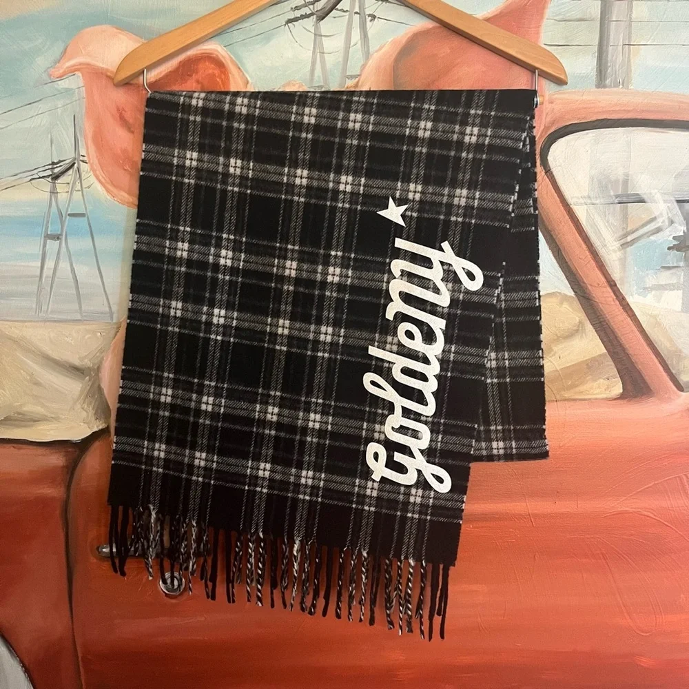 NWOT! Golden Goose Deluxe Brand Goldeny Plaid Scarf