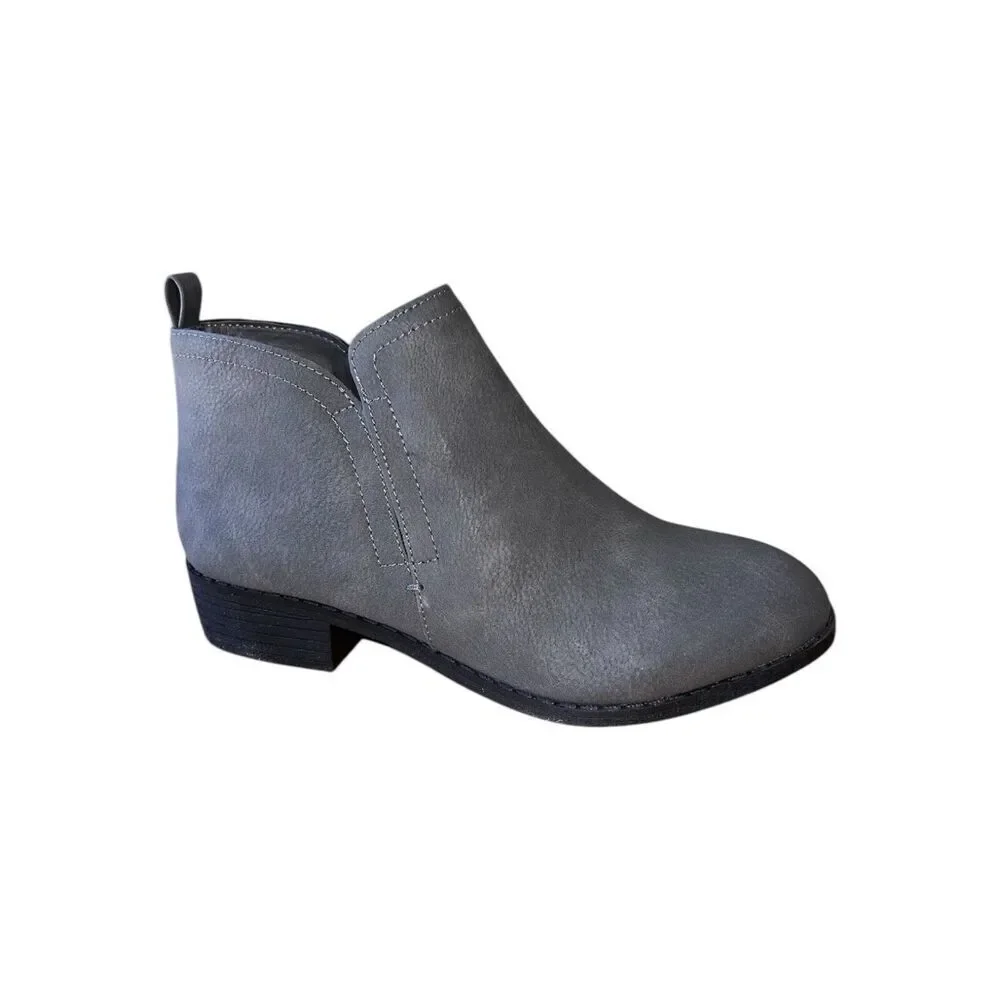 Sun & Stone Cadee Grey Fashion Faux Leather Booties Women’s Size 5.5M