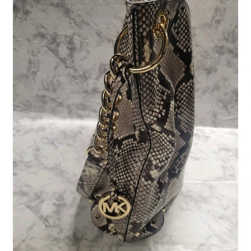 Michael Kors Gold Studded Large Hobo with Shoulder Strap Snake Skin‎ Print