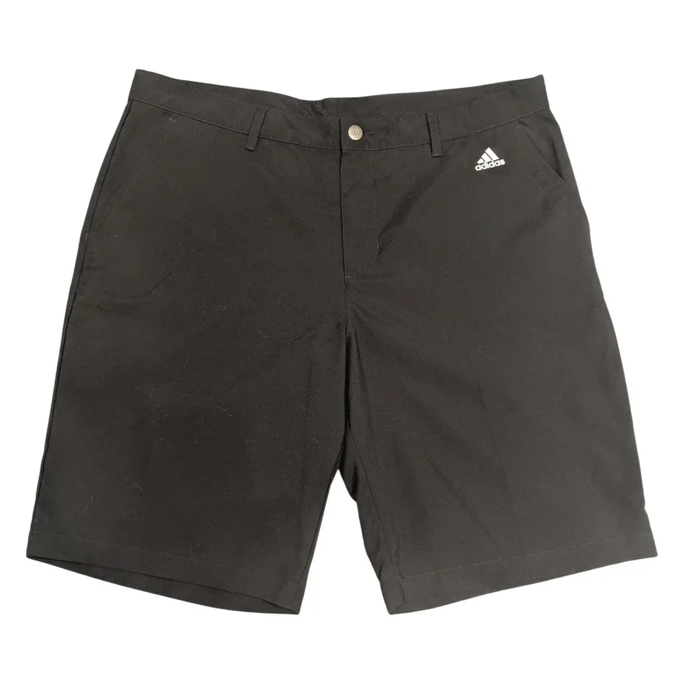 Adidas Mens Black Golf Shorts Size 38 Embroidered Logo 3-Stripe Performance