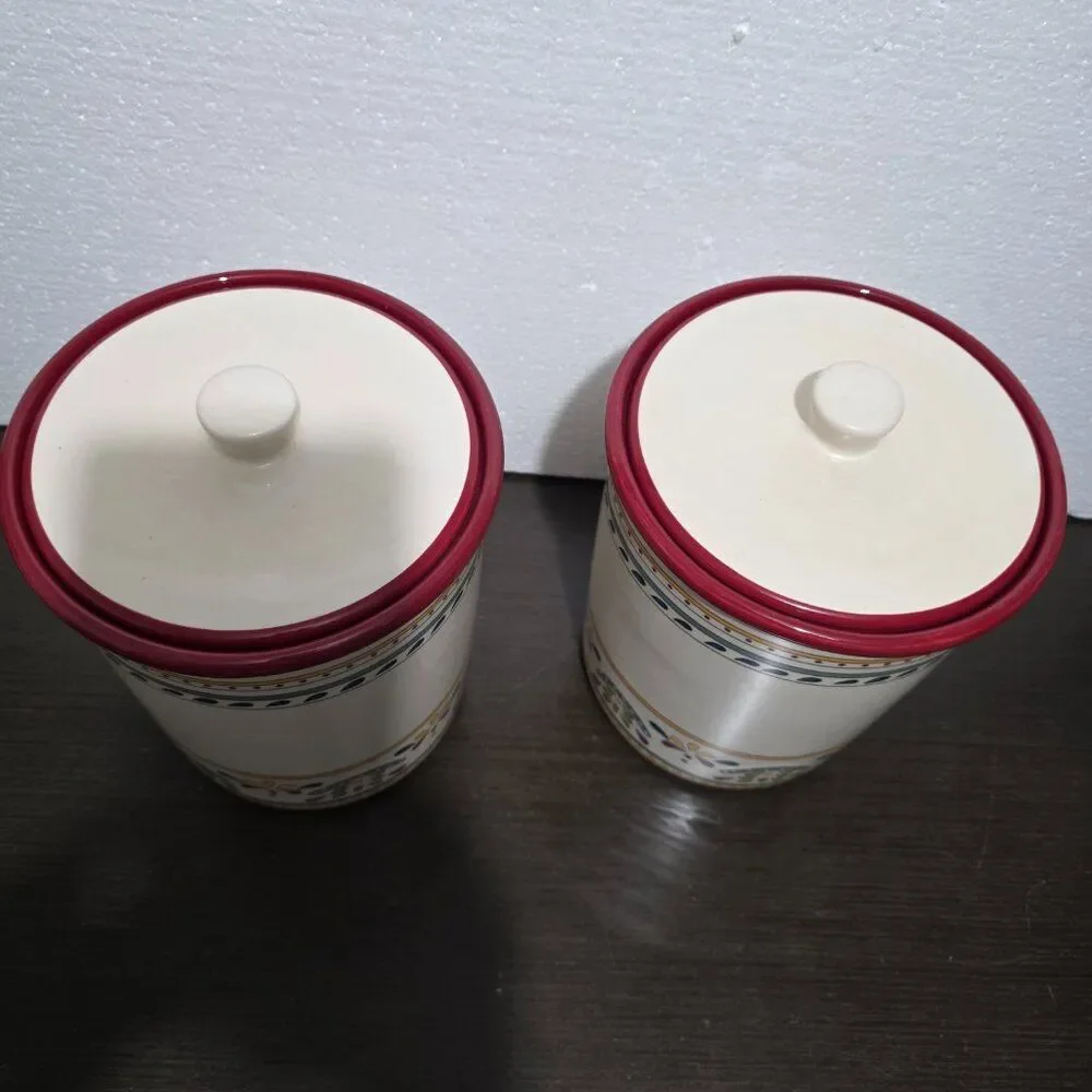 Bobby Flay Sevilla Set of 2 Canisters & Lids Painted