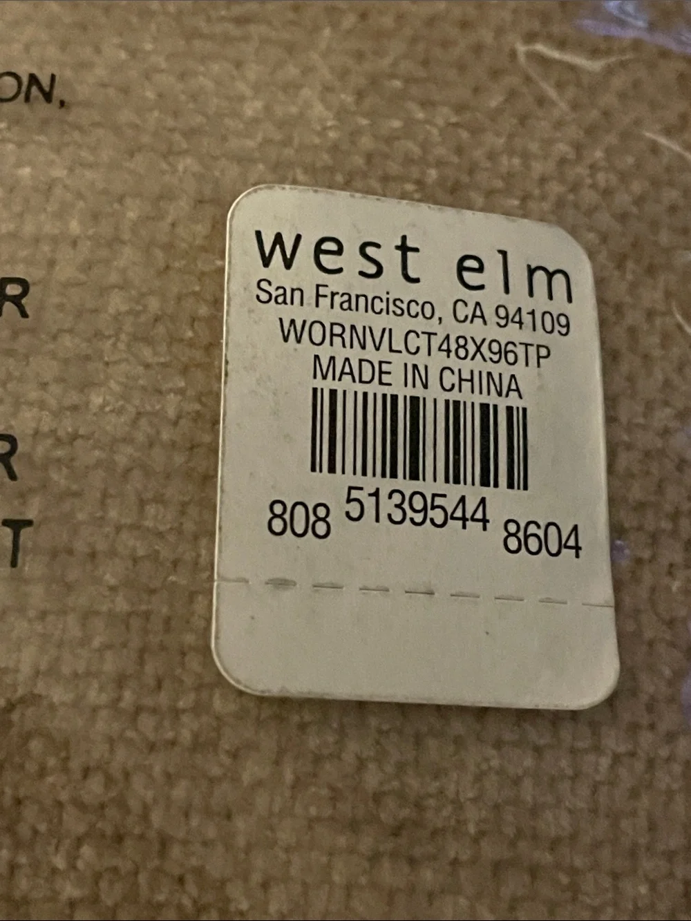 West Elm Worn Velvet Curtain 48x96