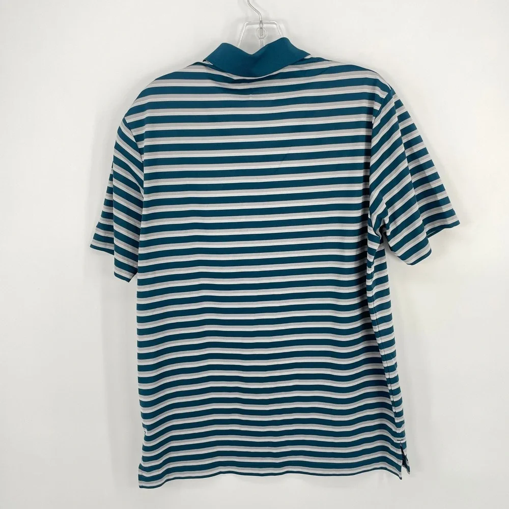 Adidas Golf Polo Shirt Mens Medium Bear's Best Atlanta Blue Striped‎ Athletic