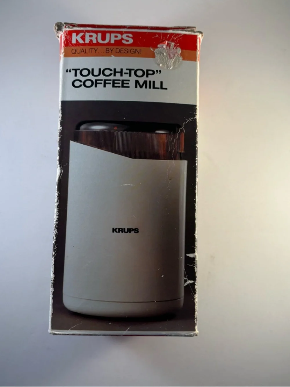 Krups Type 208 Touch Top‎ Coffee Mill Bean Nut Electric Grinder White WORKING