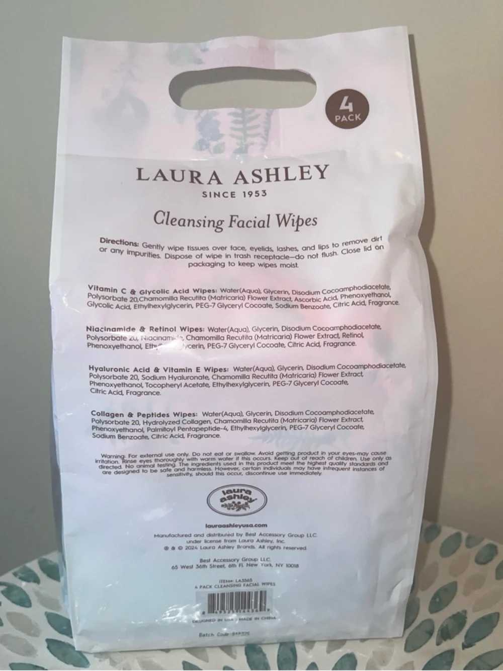 Laura Ashley Facial Cleansing Wipes 4 Pack Variety‎ Set 120 Total New