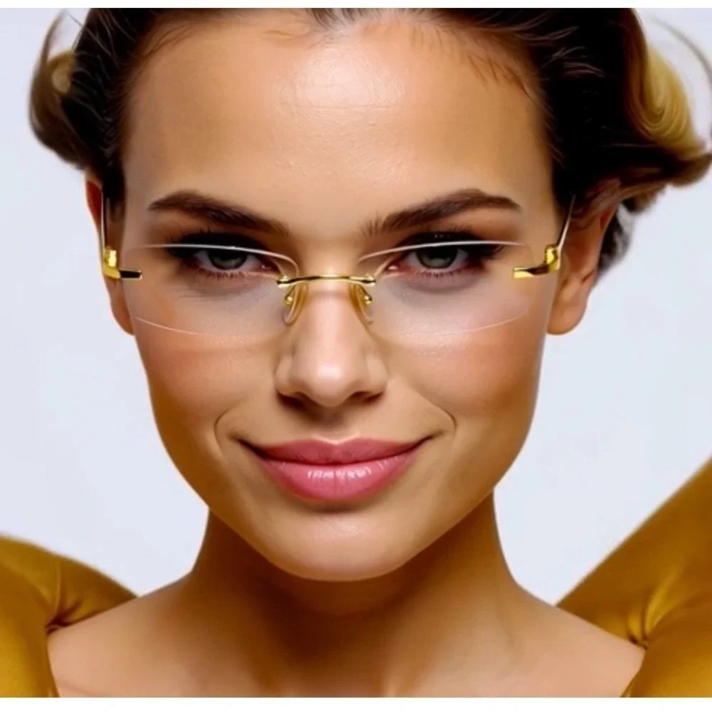 ICE LIGHT WEIGHT RIMLESS WOMEN SHAPE LADYS FASHION MODERN CLEAR COMFORT EYEGLASS
