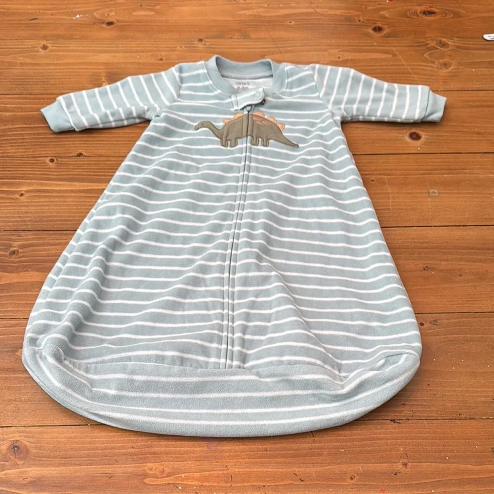 Carters Striped Dinosaur infant sleep‎ sack 0-3 months