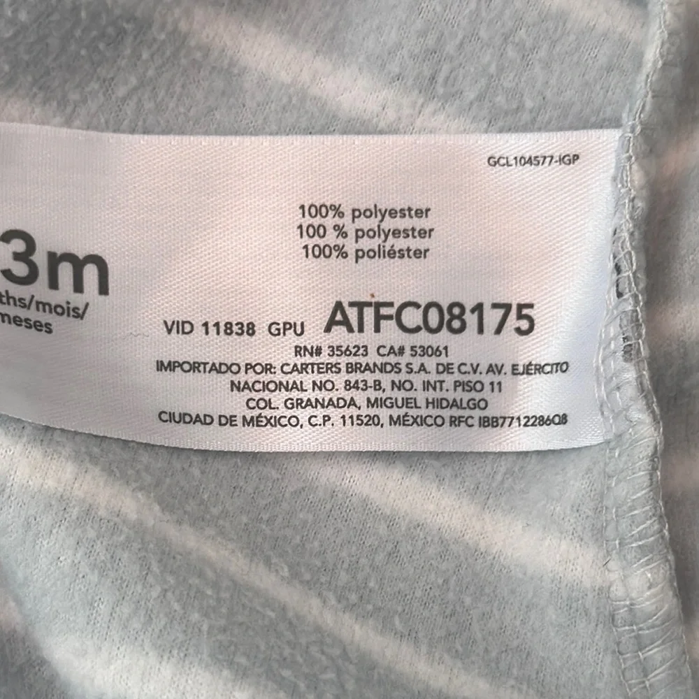 Carters Striped Dinosaur infant sleep‎ sack 0-3 months